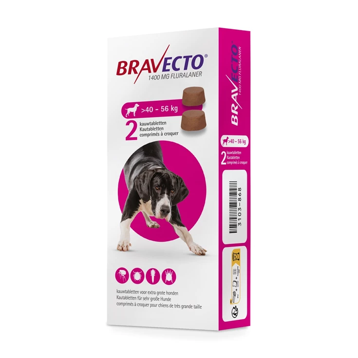 BRAVECTO 1400MG KAUWTABL EXTRA GROTE HOND (>40KG-56KG) 1 stuk